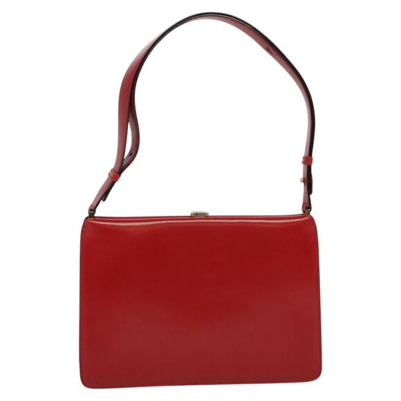 CELINE Shoulder Bag Leather Red Gold - Picture 3 of 12